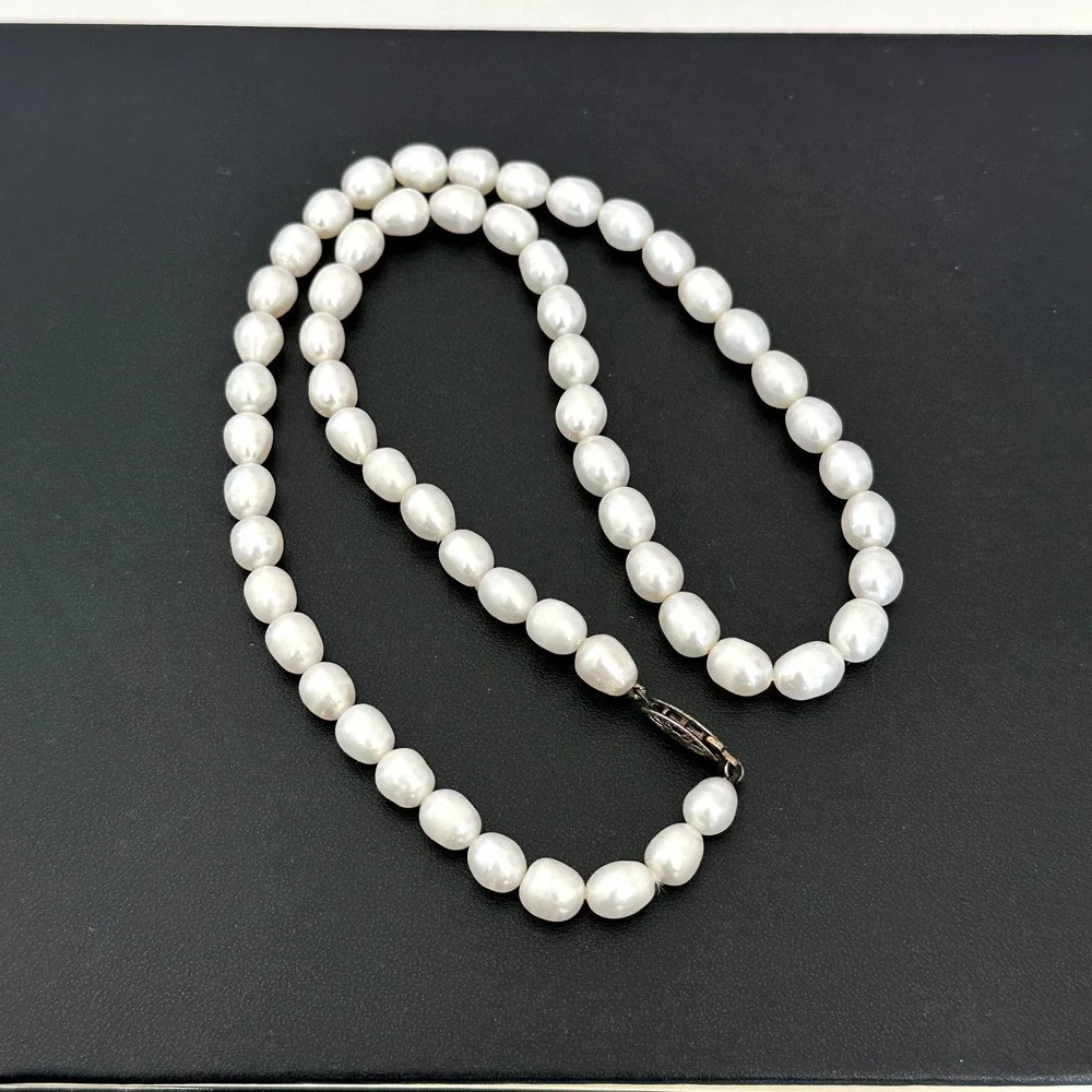 Vintage 925 Sterling Silver Genuine Freshwater Pearl Ladies Strand Necklace 18